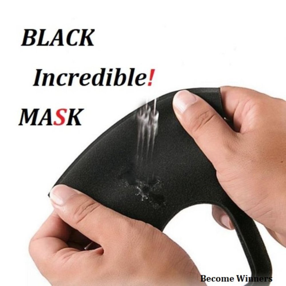 6Pk New Black Stretchy Washable Face Masks